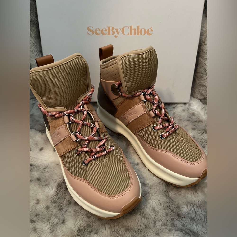 see by chloé women's Casey High Top Platform Hiker Sneakers MSRP$495 Clearance